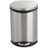 Safco 3 gal Ellipse Hands Free Step-On Receptacle, Stainless Steel, Steel; Plastic SAF9901SS